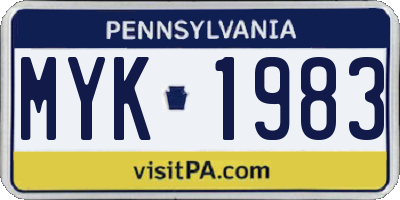 PA license plate MYK1983