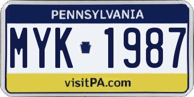 PA license plate MYK1987