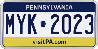 PA license plate MYK2023