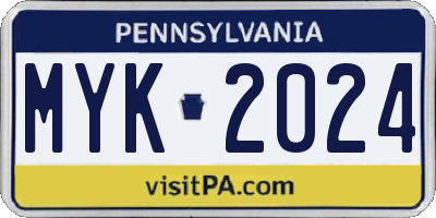 PA license plate MYK2024