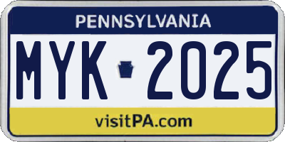 PA license plate MYK2025