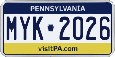 PA license plate MYK2026