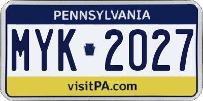 PA license plate MYK2027