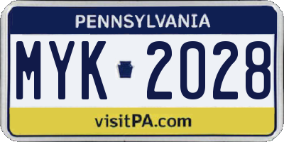 PA license plate MYK2028