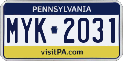 PA license plate MYK2031