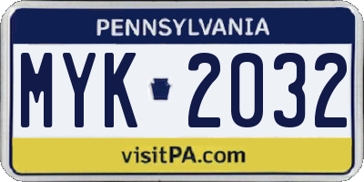 PA license plate MYK2032