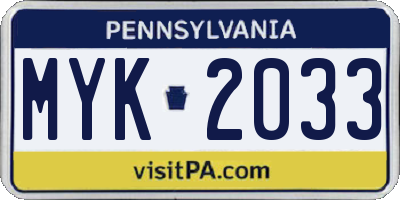 PA license plate MYK2033