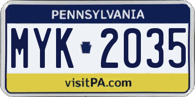 PA license plate MYK2035