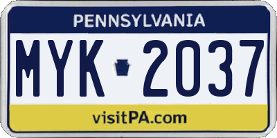 PA license plate MYK2037