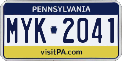 PA license plate MYK2041