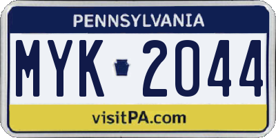 PA license plate MYK2044
