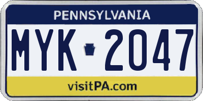 PA license plate MYK2047
