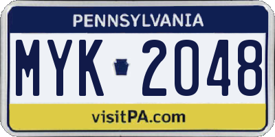 PA license plate MYK2048