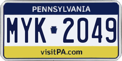 PA license plate MYK2049