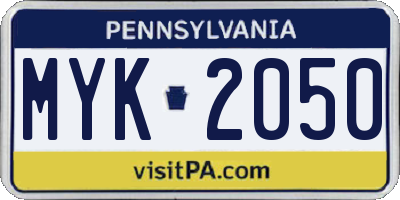 PA license plate MYK2050