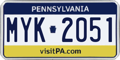 PA license plate MYK2051