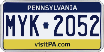 PA license plate MYK2052