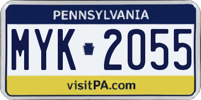 PA license plate MYK2055
