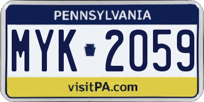 PA license plate MYK2059