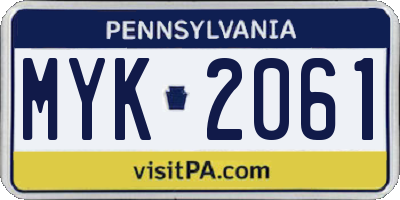 PA license plate MYK2061