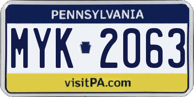 PA license plate MYK2063