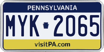 PA license plate MYK2065