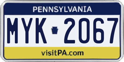 PA license plate MYK2067