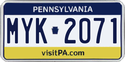 PA license plate MYK2071