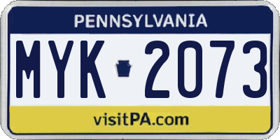 PA license plate MYK2073