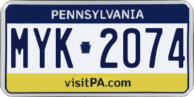 PA license plate MYK2074