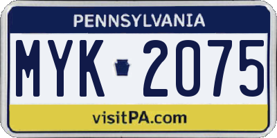 PA license plate MYK2075
