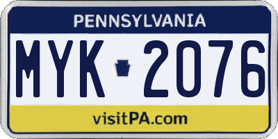 PA license plate MYK2076