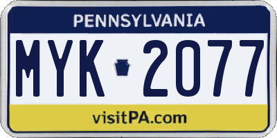 PA license plate MYK2077