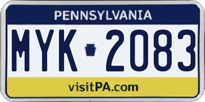 PA license plate MYK2083
