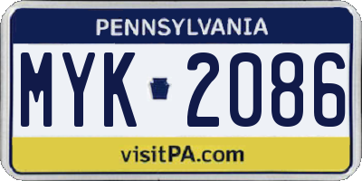 PA license plate MYK2086