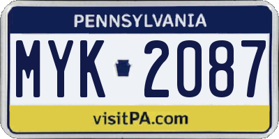PA license plate MYK2087