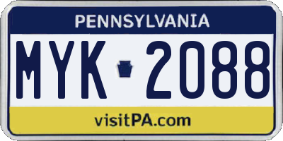 PA license plate MYK2088