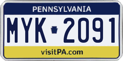 PA license plate MYK2091
