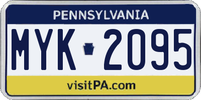 PA license plate MYK2095