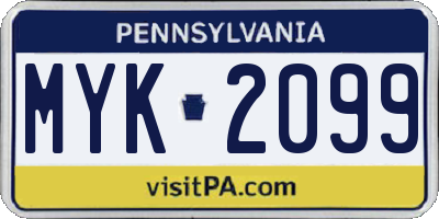PA license plate MYK2099
