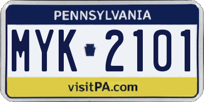 PA license plate MYK2101
