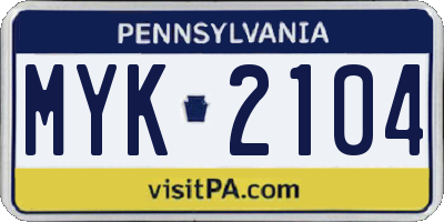 PA license plate MYK2104