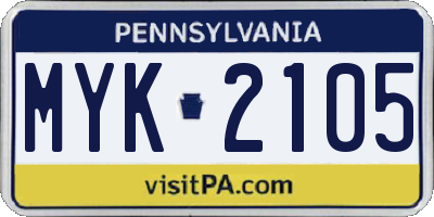 PA license plate MYK2105