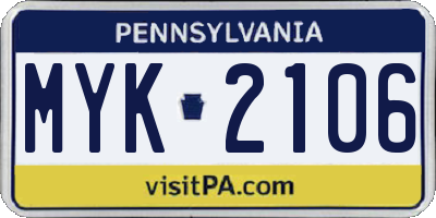 PA license plate MYK2106