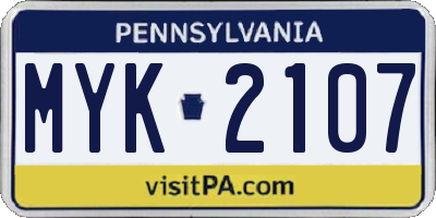 PA license plate MYK2107