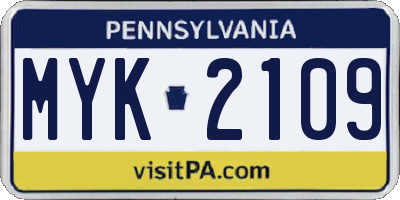 PA license plate MYK2109