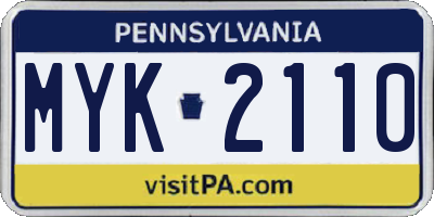 PA license plate MYK2110