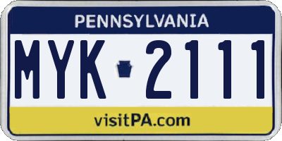 PA license plate MYK2111