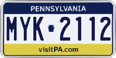 PA license plate MYK2112