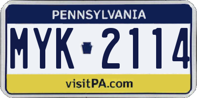 PA license plate MYK2114